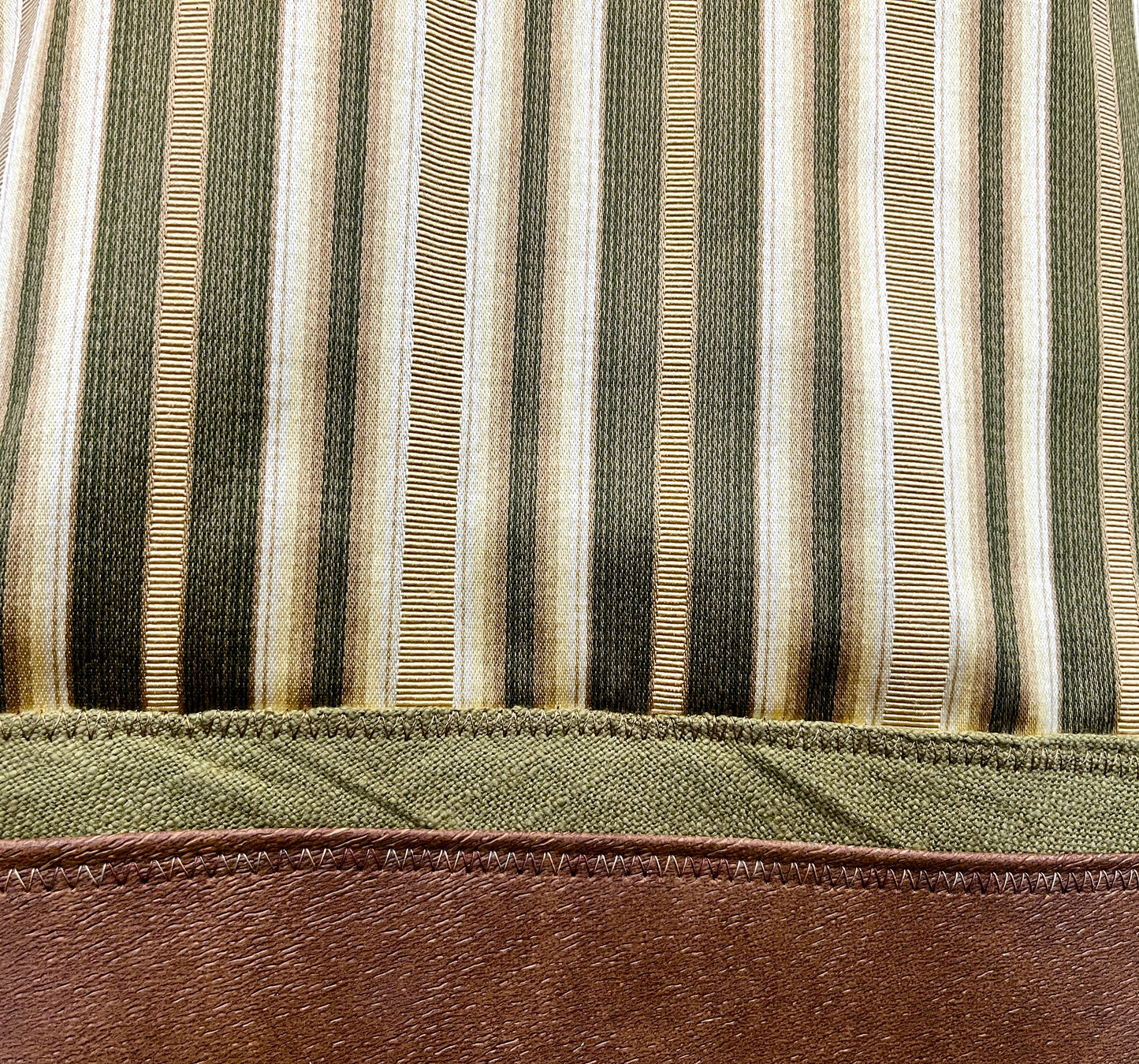 Tote Bag: Satin Green & Gold Stripe Recycled Faux Leather Tote