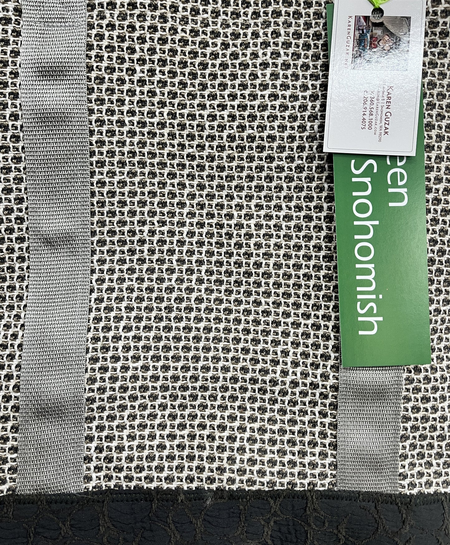 Tote Bag: Taupe Gray Check Upholstery Recycled Tote – Durable & Eco-Friendly Handcrafted Bag