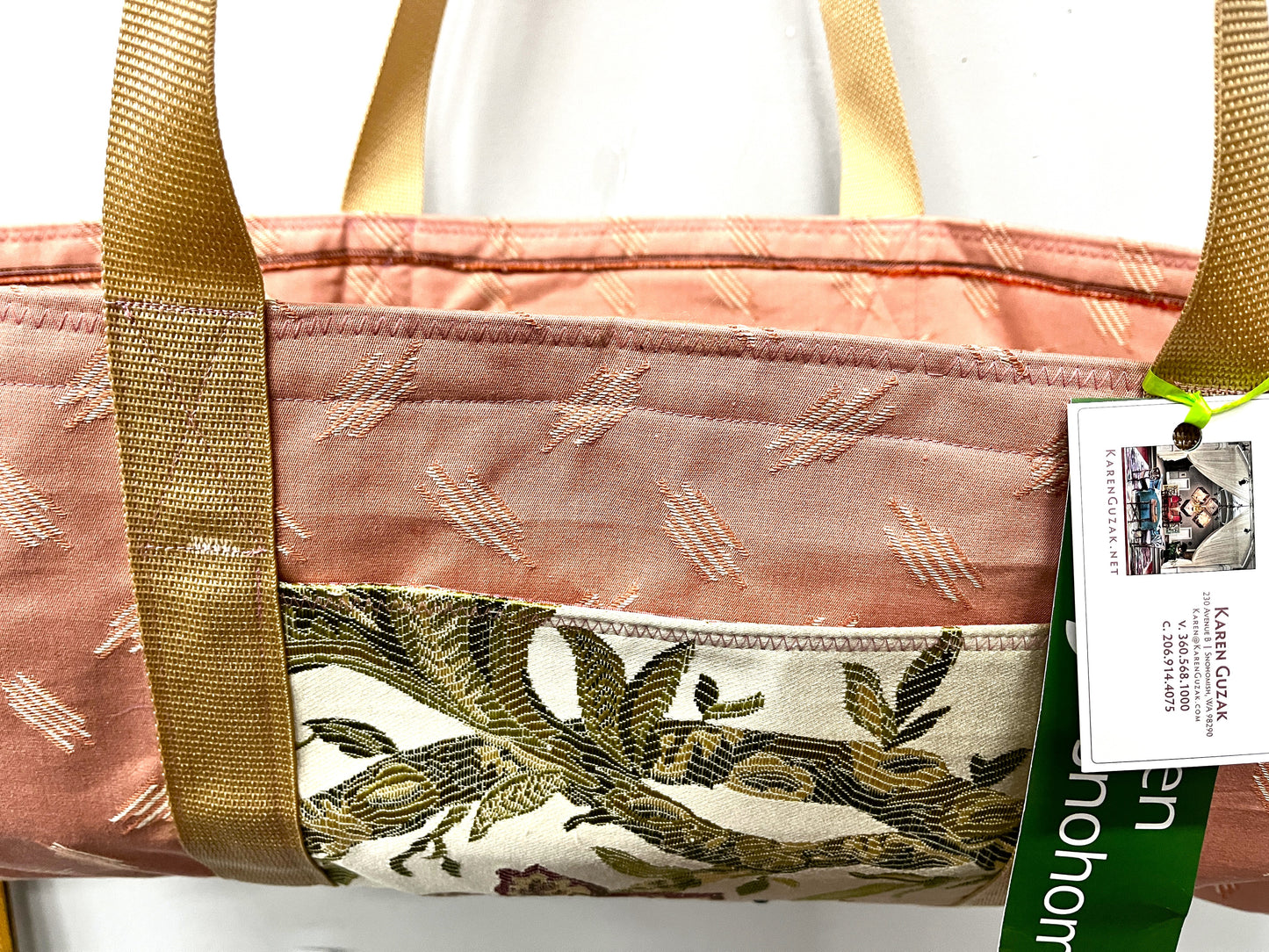 Yoga Mat Bag - Pink silk with outside pocket
