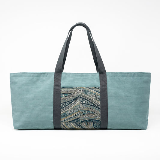 Yoga Mat Bag - Blue Paisley with outside pocket