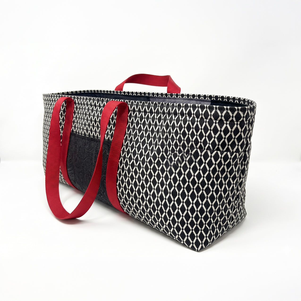 Yoga Mat Bag - Black Diamond with Red Trim and outside pocket