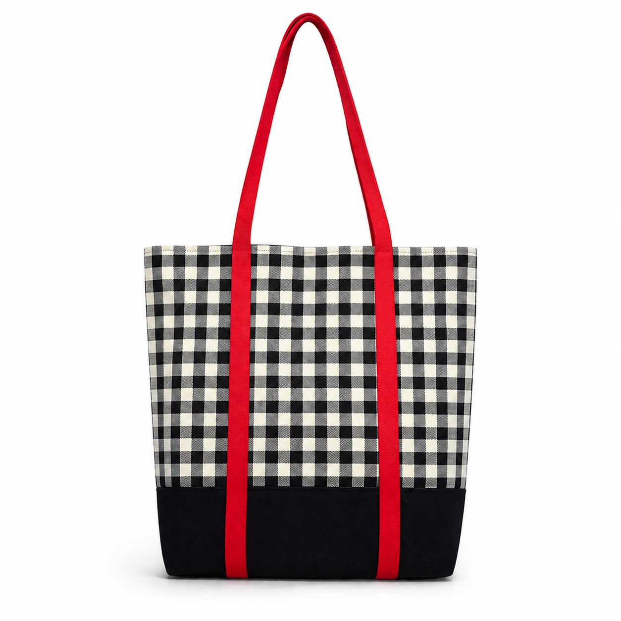 Tote Bag: Black & White Check Recycled Polyester Tote Bag – Handmade & Eco-Conscious Design