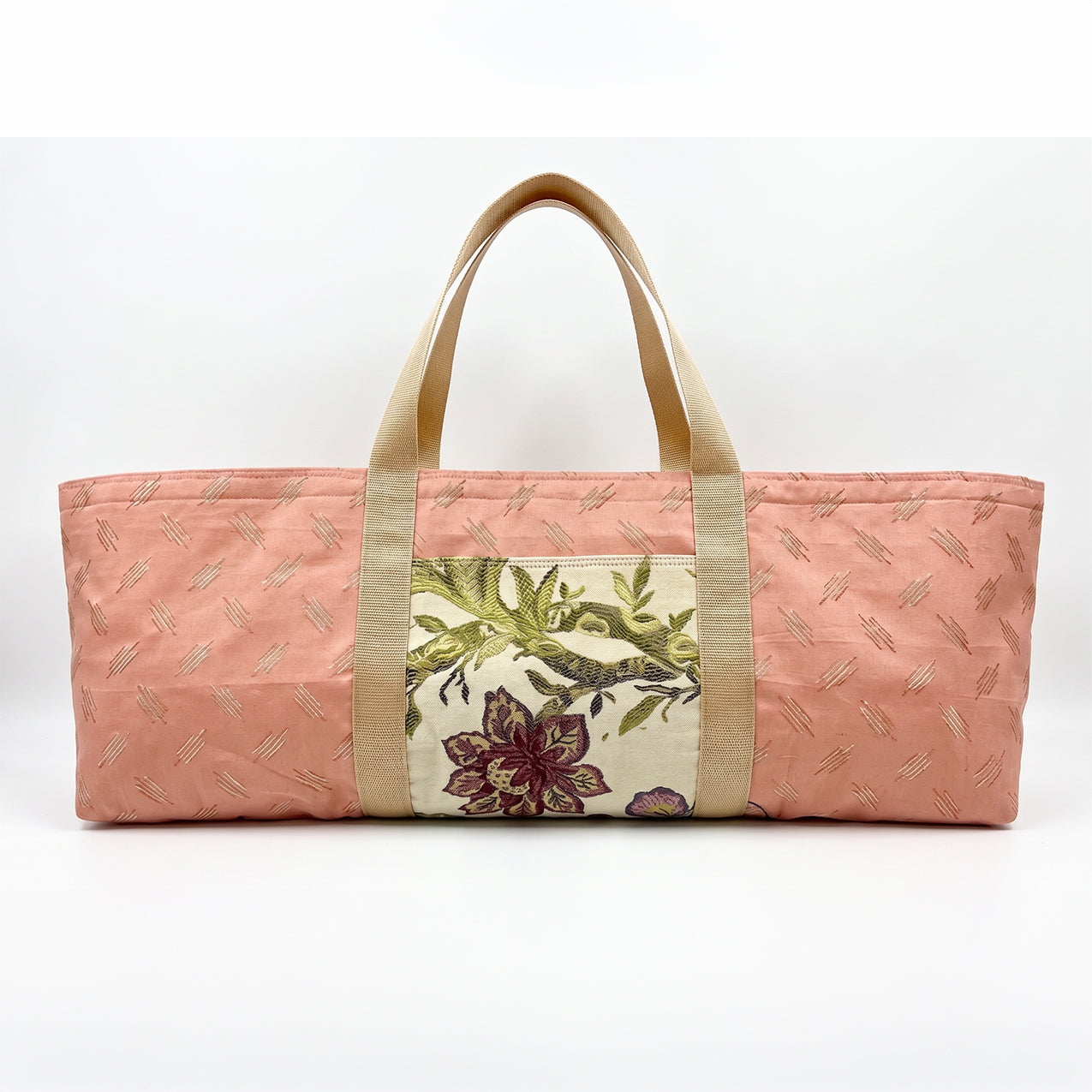 Yoga Mat Bag - Pink silk with outside pocket