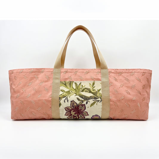 Yoga Mat Bag - Pink silk with outside pocket