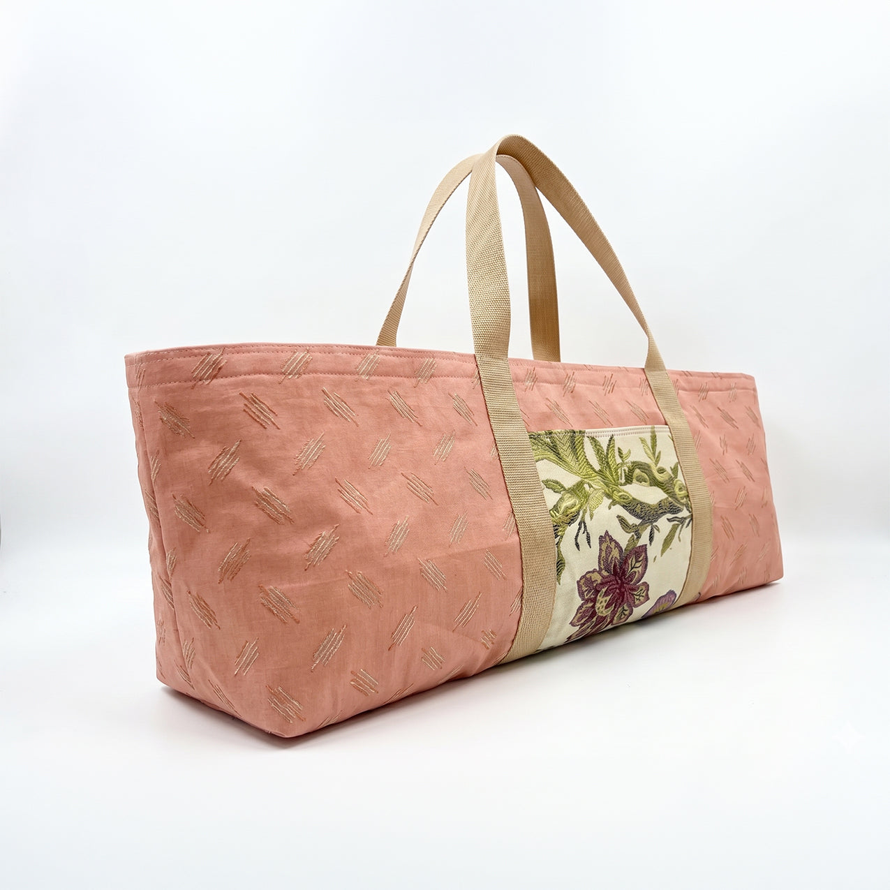 Yoga Mat Bag - Pink silk with outside pocket