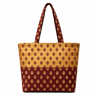 Rust & Orange Recycled Poly Tote Bag – Eco-Friendly & Handmade