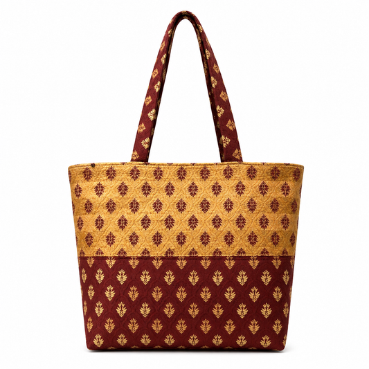 Rust & Orange Recycled Poly Tote Bag – Eco-Friendly & Handmade