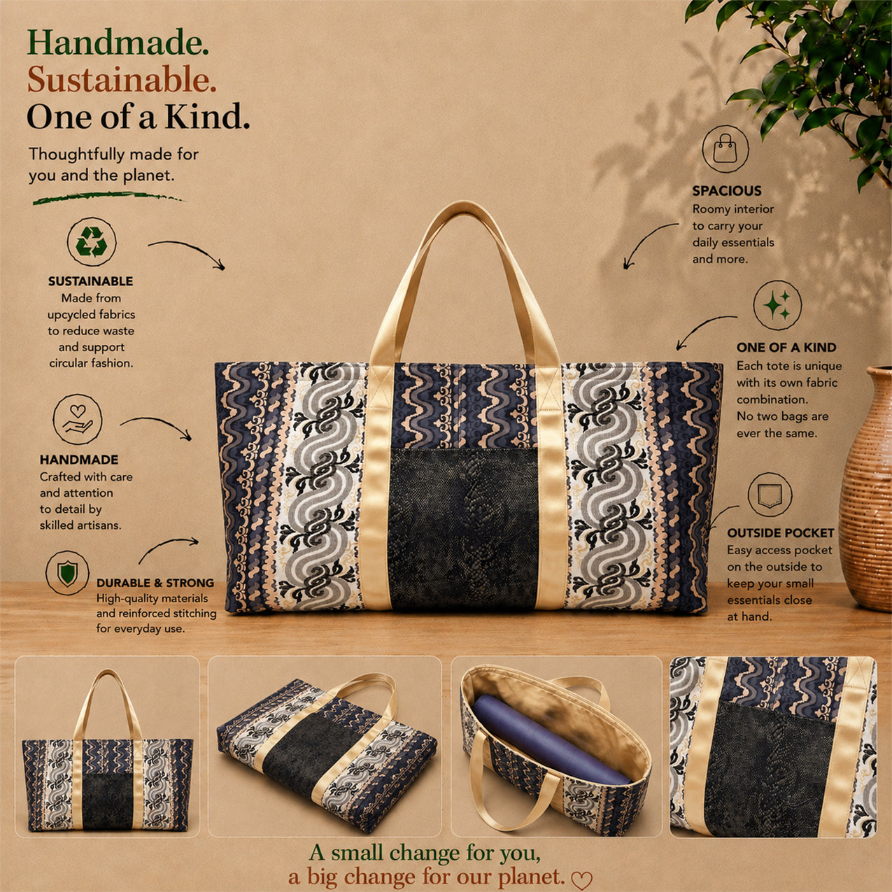 Yoga Mat Bag - Squiggles Galore with outside pocket