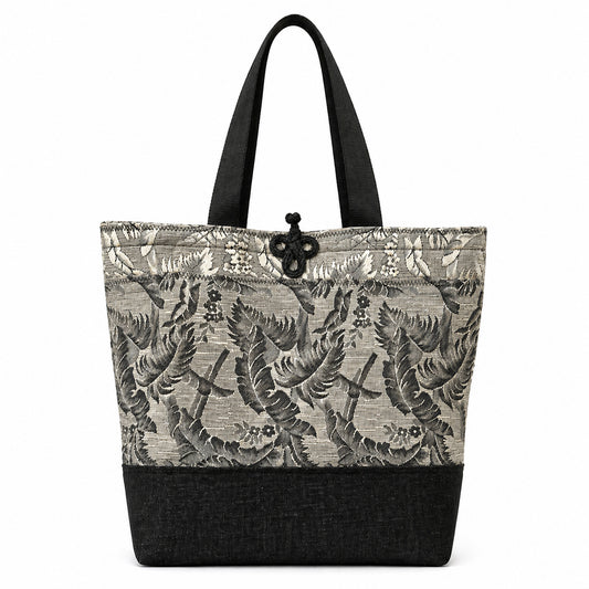 Tote Bag: Glistening Two-Tone Black & Gray Recycled Polyester Tote Bag – Sustainable & Chic