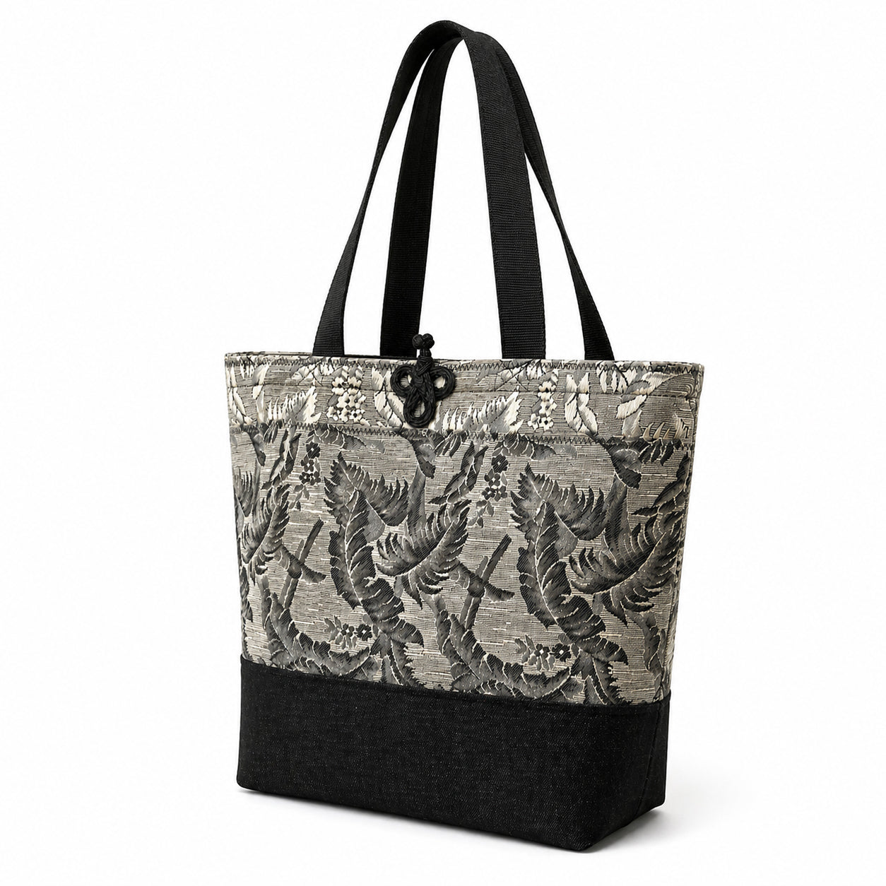 Tote Bag: Glistening Two-Tone Black & Gray Recycled Polyester Tote Bag – Sustainable & Chic