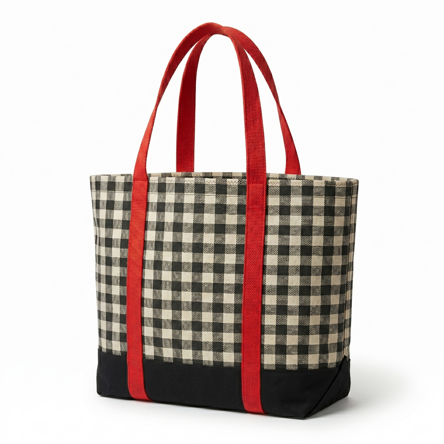 Tote Bag: Black & White Check Recycled Polyester Tote Bag – Handmade & Eco-Conscious Design