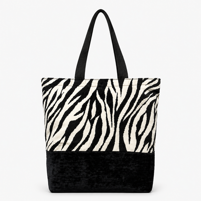 Zebra Stripe Recycled Cotton Handmade Tote – Bold & Sustainable Fashion Bag