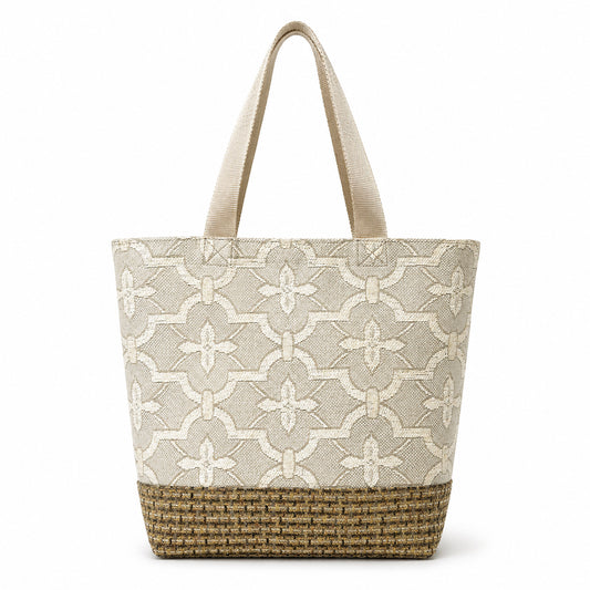 Tote Bag: Geometric Pattern Upcycled Tote Bag – Handmade Sustainable Utility Bag