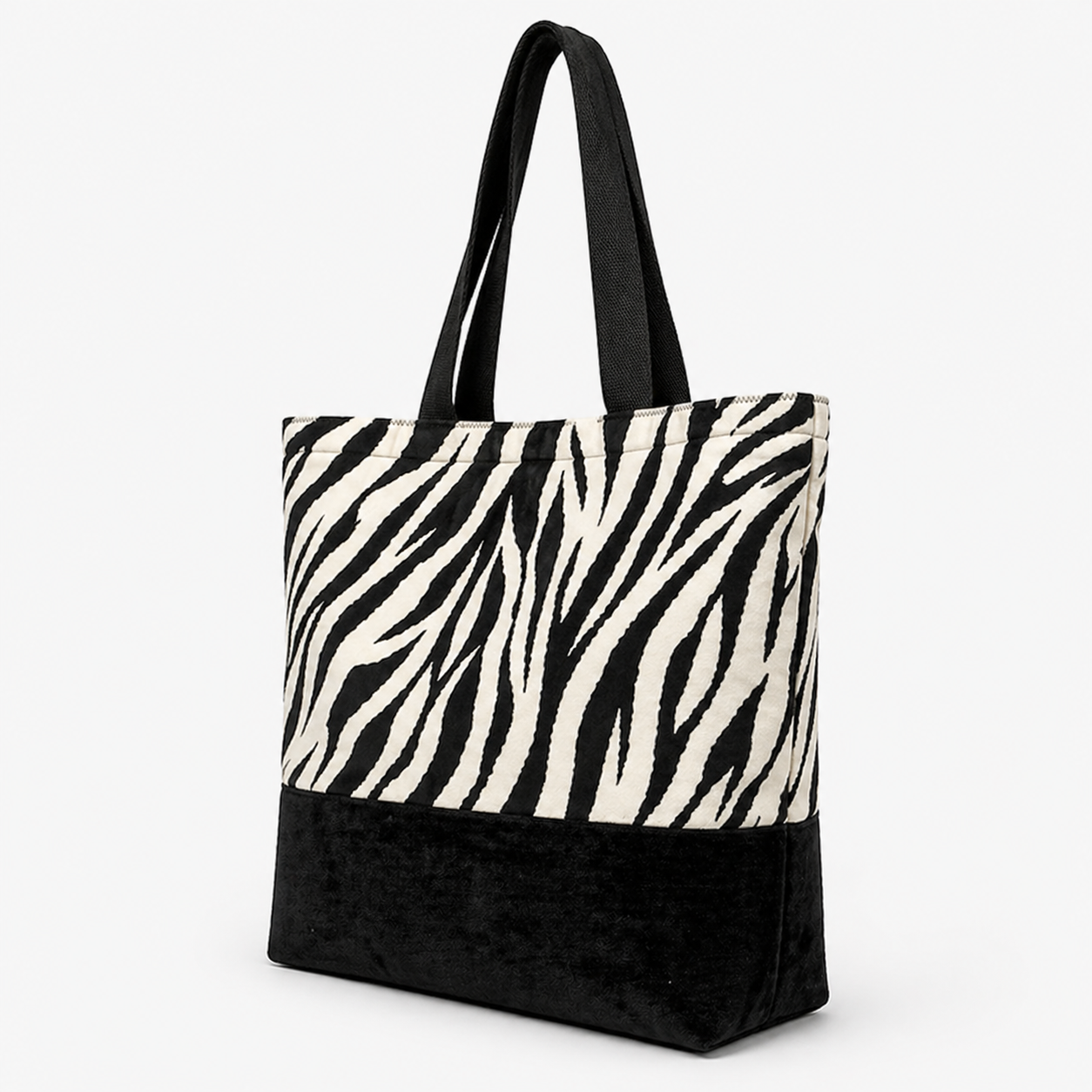 Tote Bag: Zebra Stripe Recycled Cotton Handmade Tote – Bold & Sustainable Fashion Bag