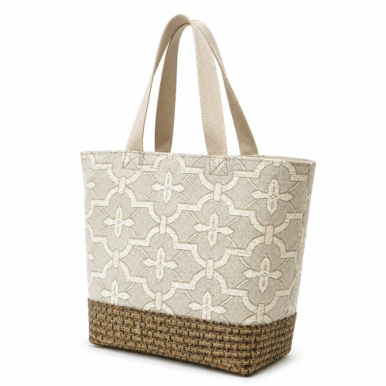 Tote Bag: Geometric Pattern Upcycled Tote Bag – Handmade Sustainable Utility Bag