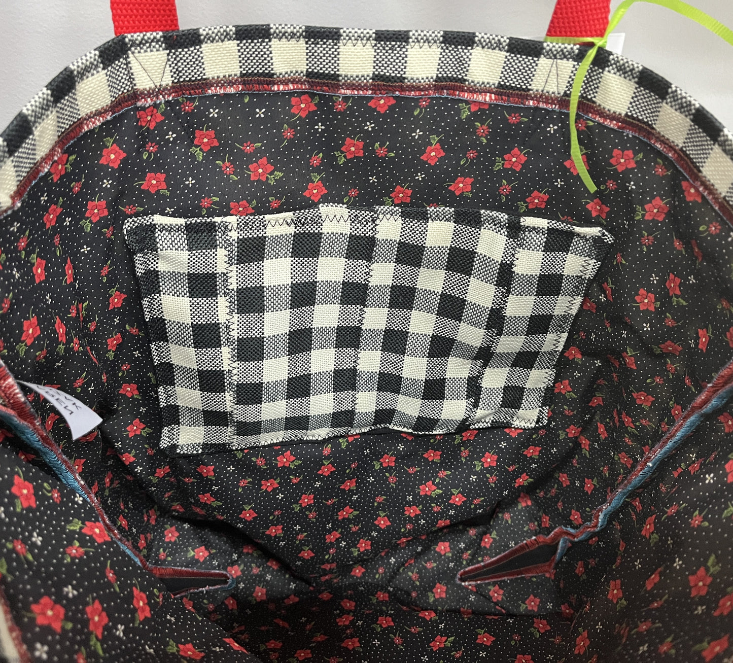Tote Bag: Black & White Check Recycled Polyester Tote Bag – Handmade & Eco-Conscious Design