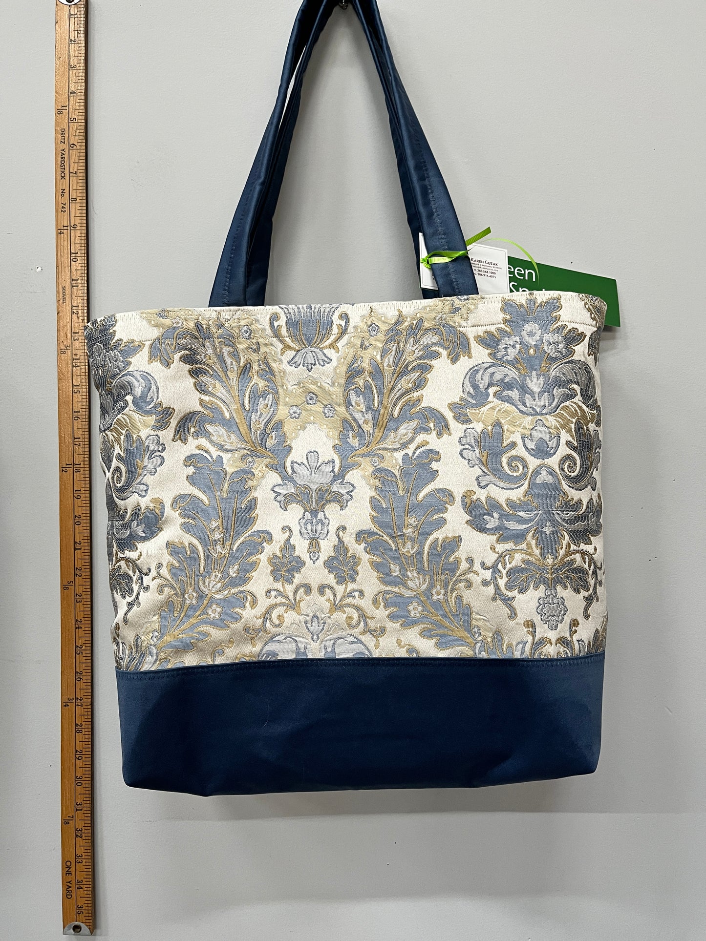 pale blue floral design with dusky blue base