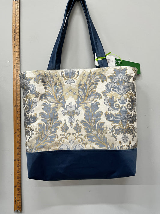 pale blue floral design with dusky blue base