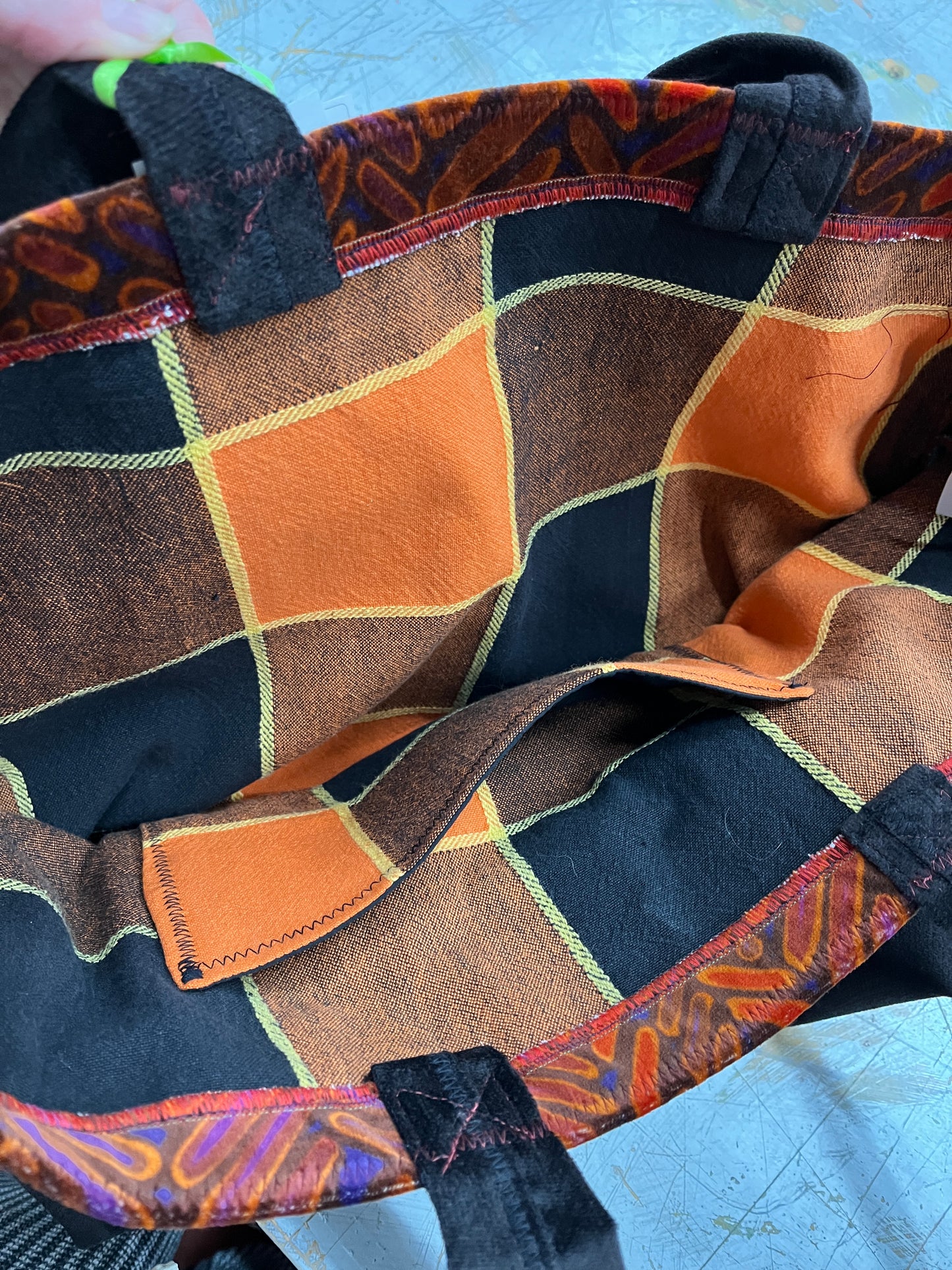 Vintage Velvet & Repurposed Faux Suede Heritage Tote Bag – Handmade & Durable