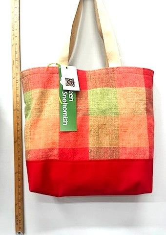 Eco-Friendly Recycled Cotton Plaid Handmade Tote Bag
