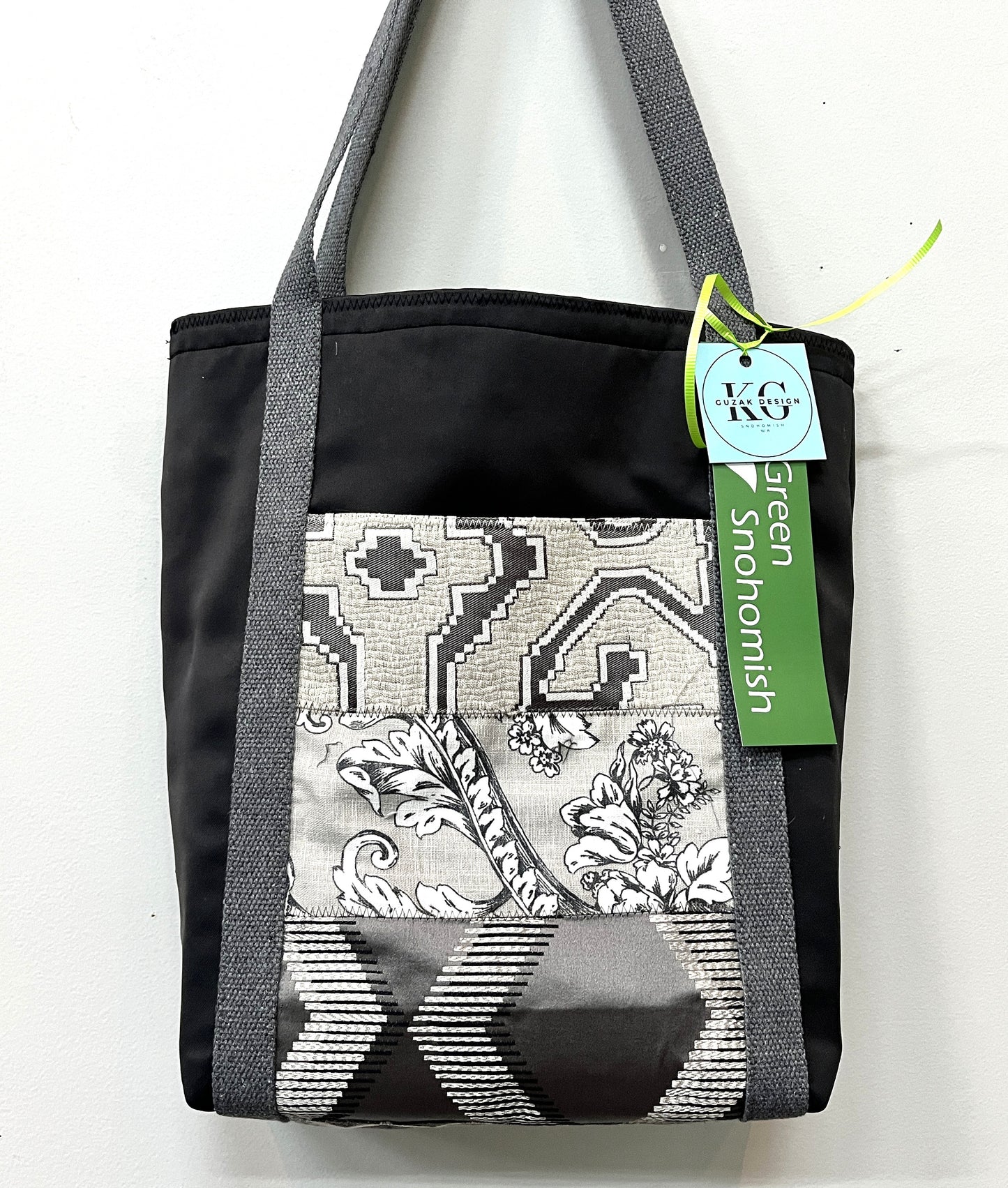 Tote Bags black and gray series with outside pockets