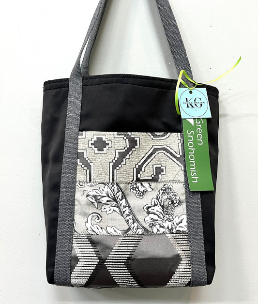 Tote Bags black and gray series with outside pockets