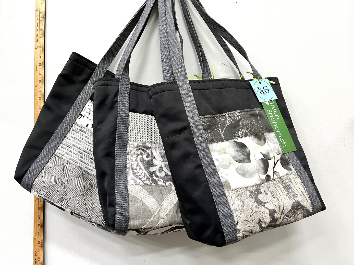 Tote Bags black and gray series with outside pockets