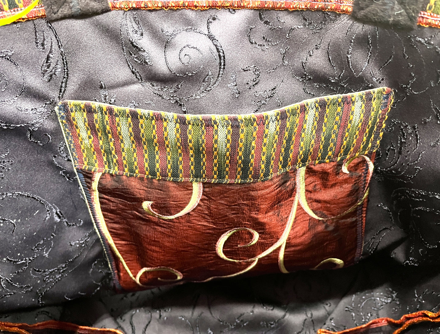 Tote Bag Ikat stripes handwoven with inside pocket