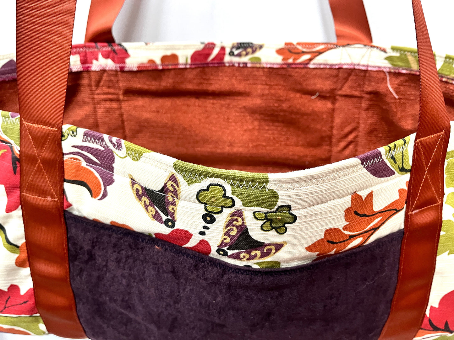 Yoga Mat Bag - Fun Floral mat bag with maroon outside pocket