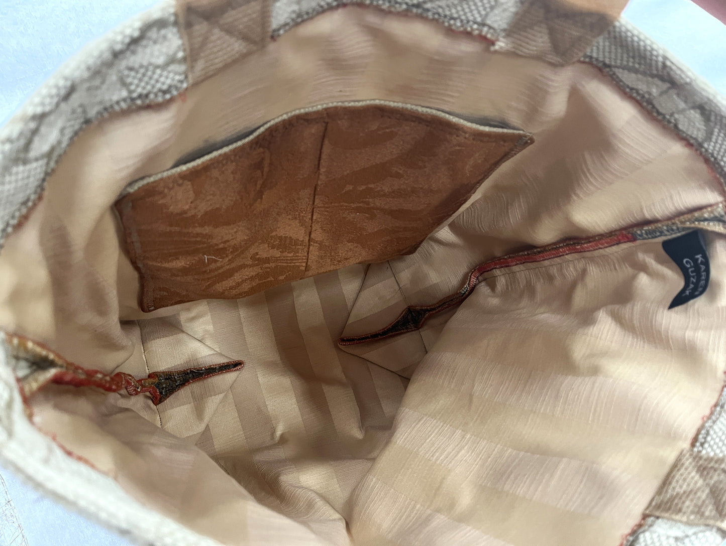 Tote Bag: Geometric Pattern Upcycled Tote Bag – Handmade Sustainable Utility Bag