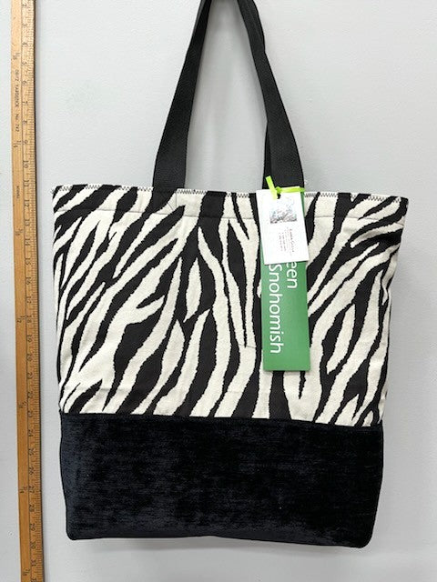 Zebra Stripe Recycled Cotton Handmade Tote – Bold & Sustainable Fashion Bag