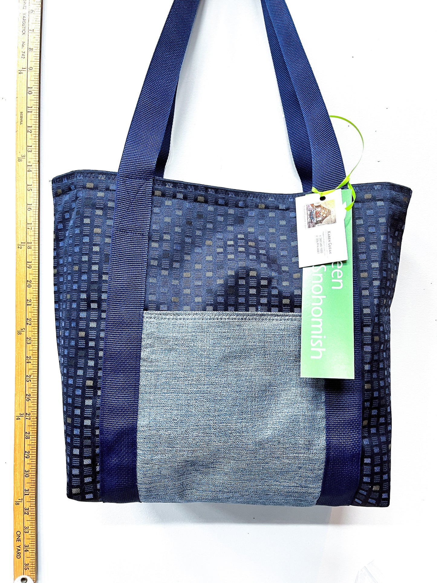 Dark Blue & Pale Blue Checks - Upcycled Tote Bag – Handmade Sustainable Market Tote