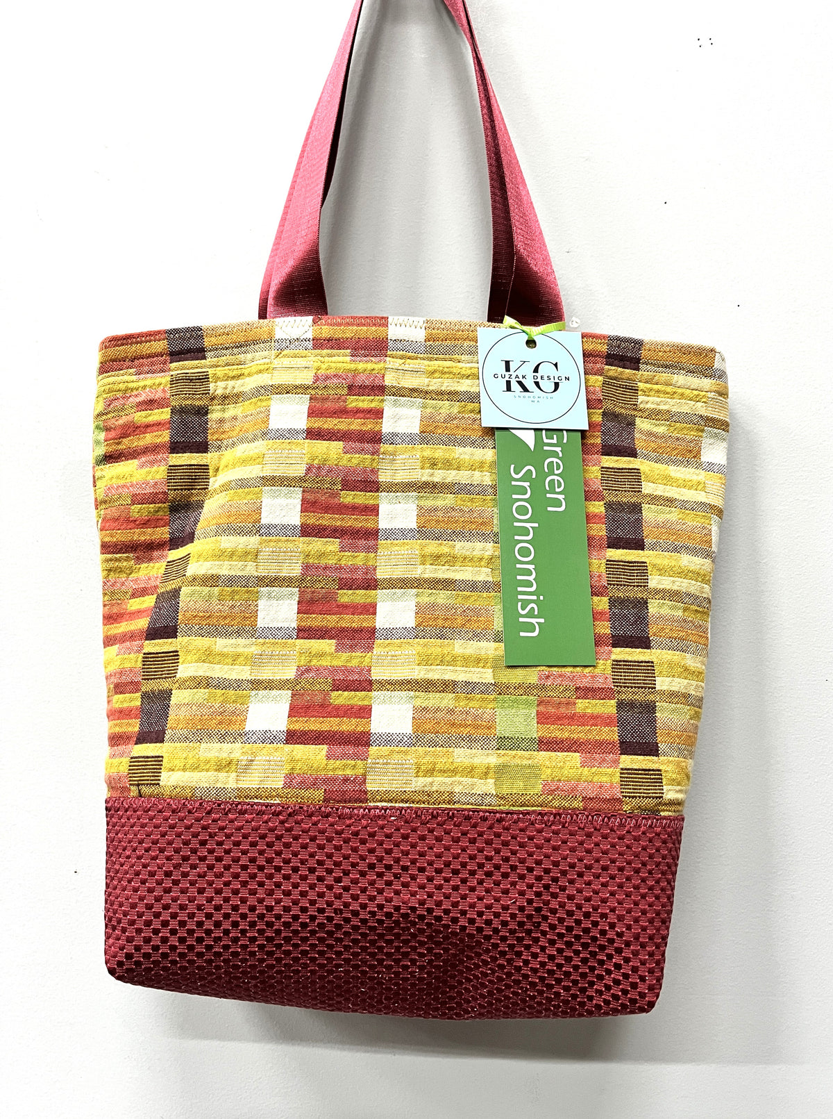 Tote Bag: Indian cotton weave with inside pocket, zipper closure