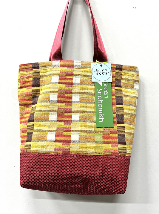 Tote Bag: Indian cotton weave with inside pocket, zipper closure