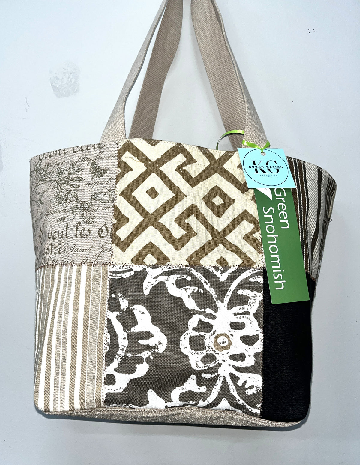 Tote Bag: Linen fabric sample series #1 - inside pocket