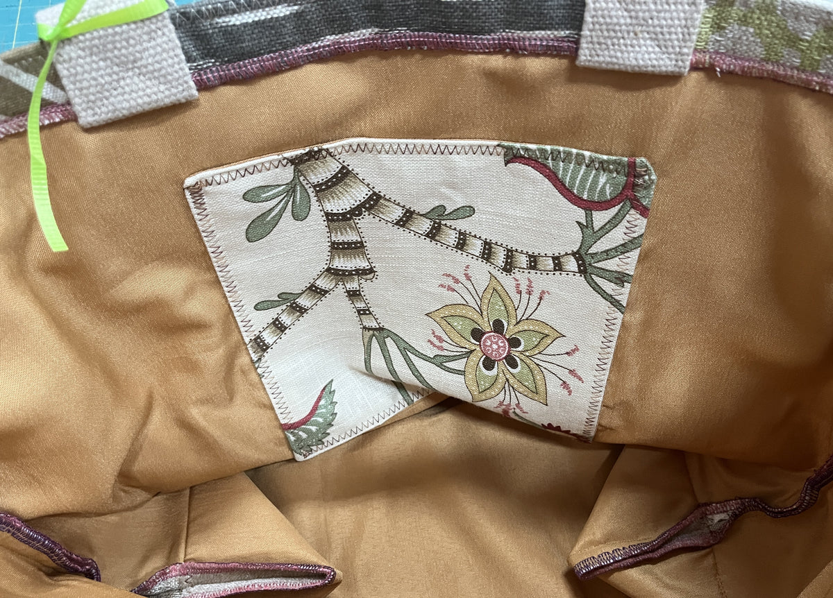 Tote Bag: Linen fabric sample series #3- inside pocket
