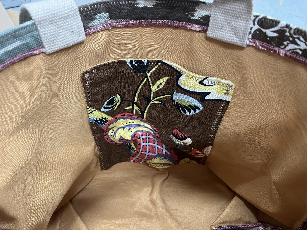 Tote Bag: Linen fabric sample series #4 - inside pocket