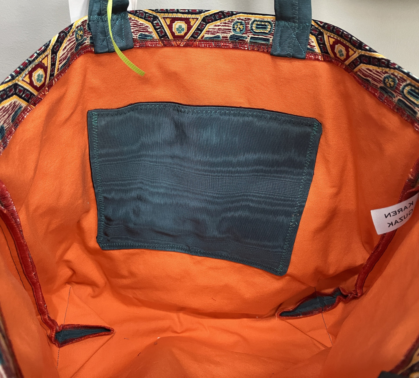 Tote Bag: Turquoise Figure Pattern Recycled Cotton Tote – Handcrafted & Sustainable Style