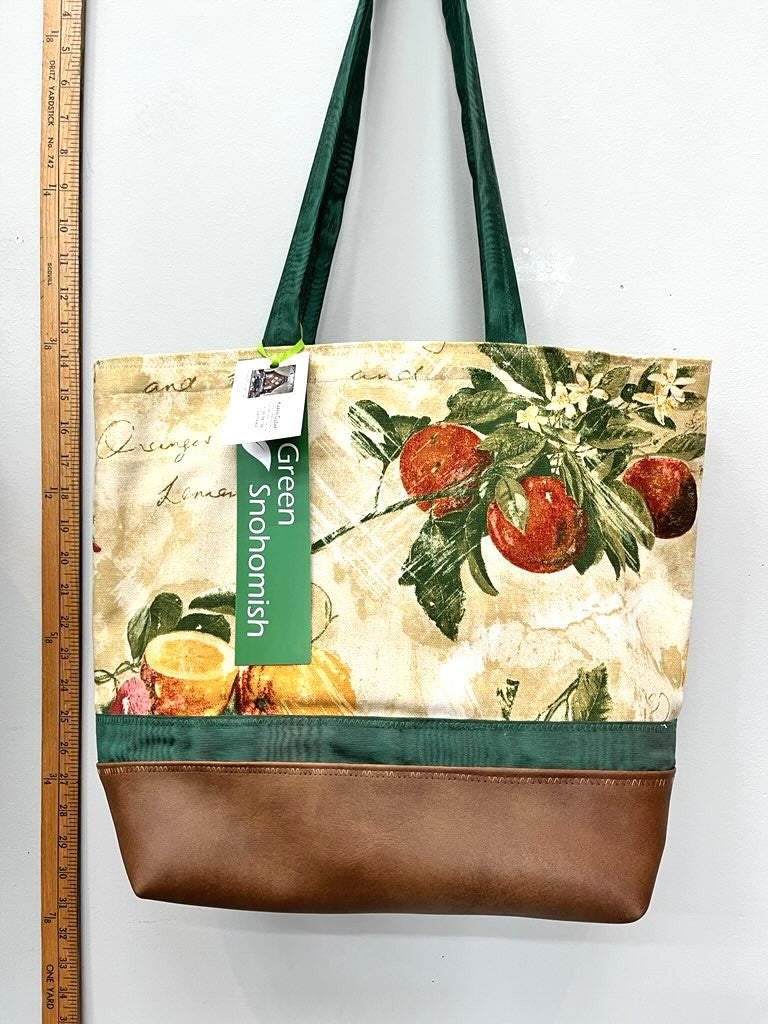 Oranges & Lemons Recycled Cotton Tote with Leatherette Bottom – Vibrant Handmade Bag