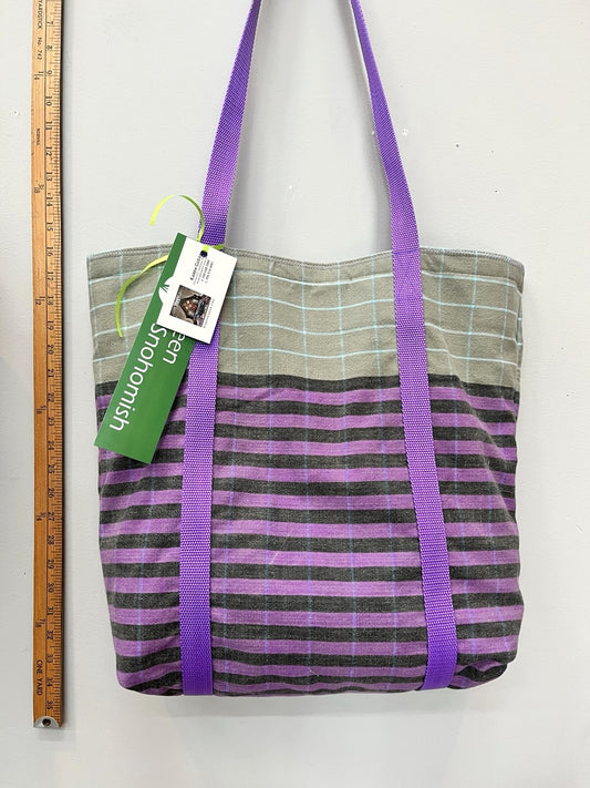 Purple Plaid Indian Cotton Recycled Tote – Handmade Boho Style Bag