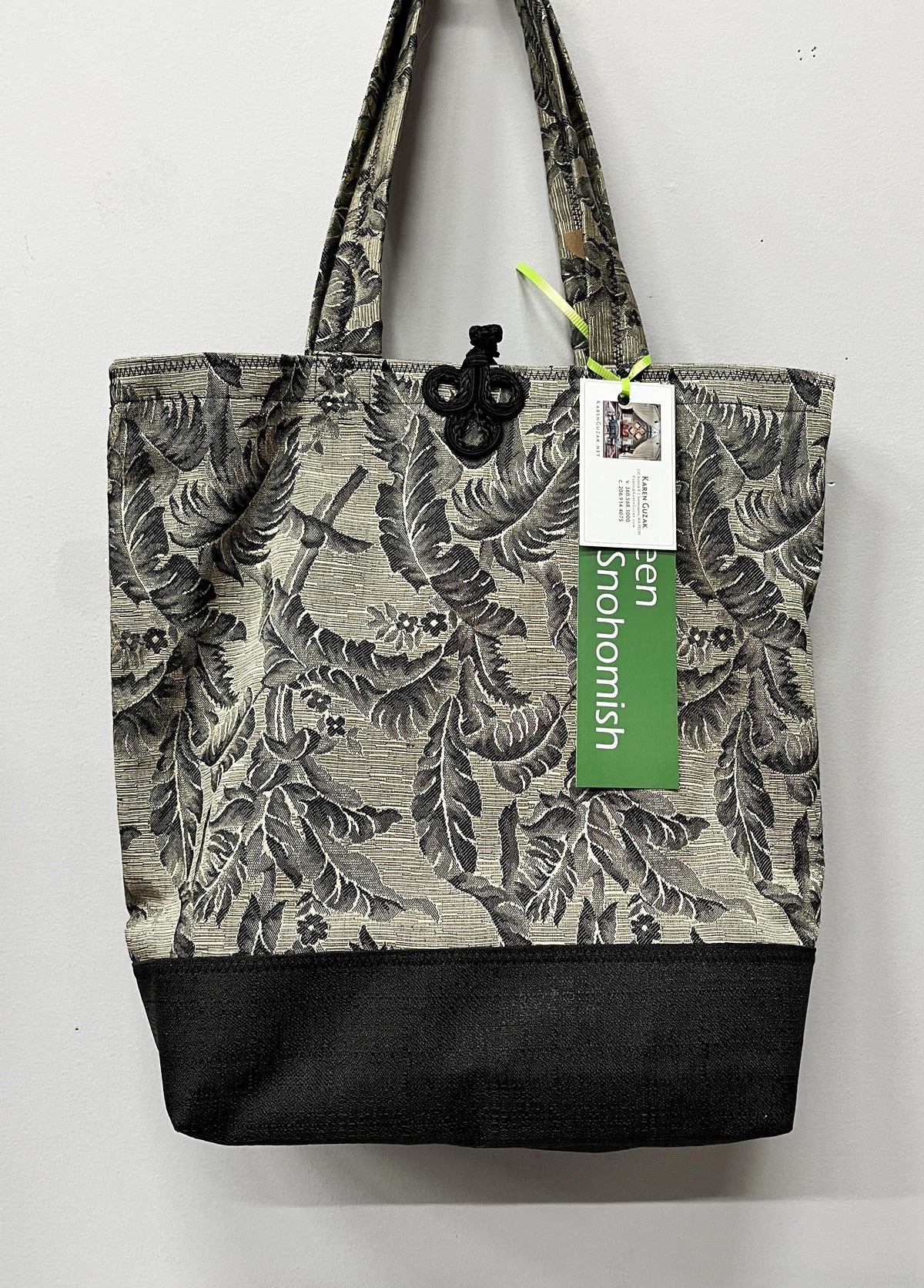 Tote Bag: Glistening Two-Tone Black & Gray Recycled Polyester Tote Bag – Sustainable & Chic