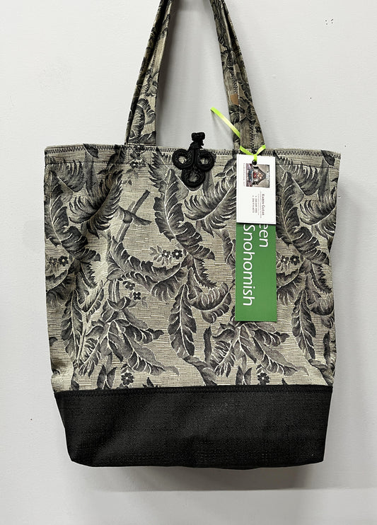 Tote Bag: Glistening Two-Tone Black & Gray Recycled Polyester Tote Bag – Sustainable & Chic