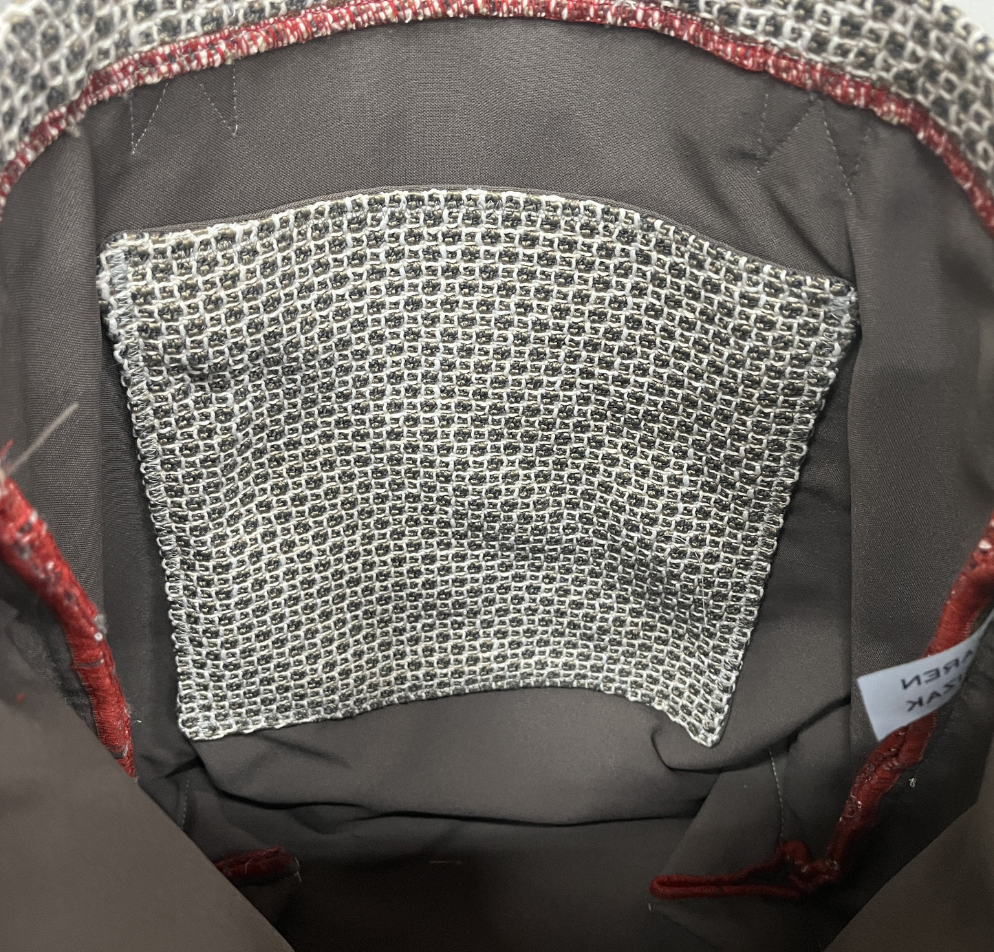 Tote Bag: Taupe Gray Check Upholstery Recycled Tote – Durable & Eco-Friendly Handcrafted Bag