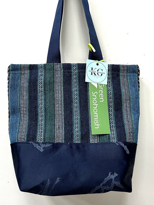 Tote Bag - heavy duty handwoven cotton stripes with a zipper and glittery inside pocket