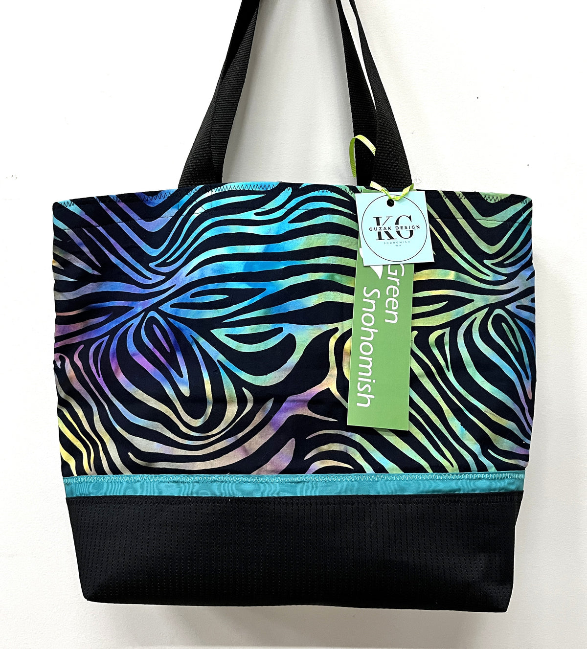 Tote Bag - Zebra Stripes with a multicolored background - inside pockets