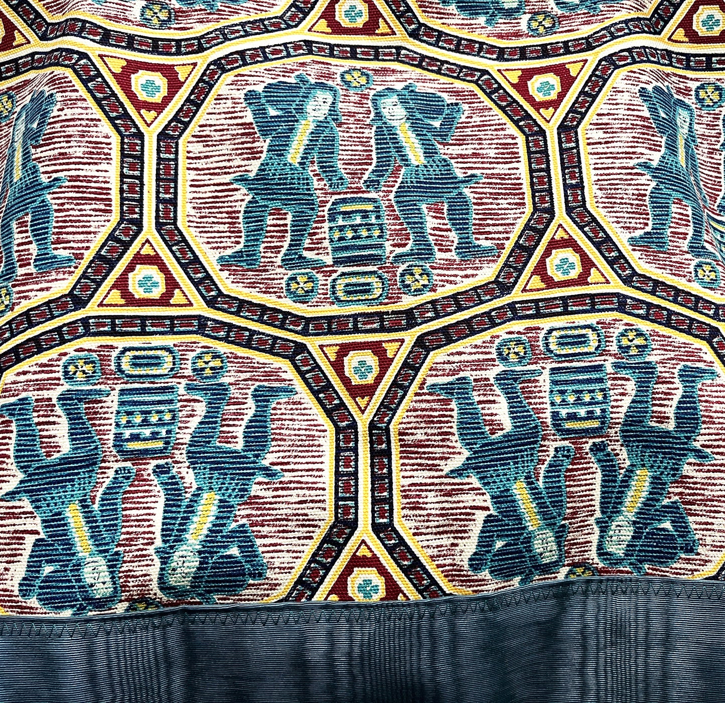 Tote Bag: Turquoise Figure Pattern Recycled Cotton Tote – Handcrafted & Sustainable Style