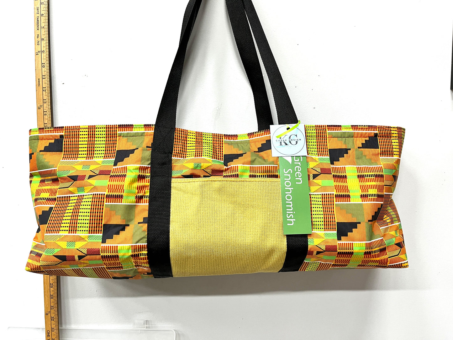 Yoga Mat Bag - Bright African print with outside pockets
