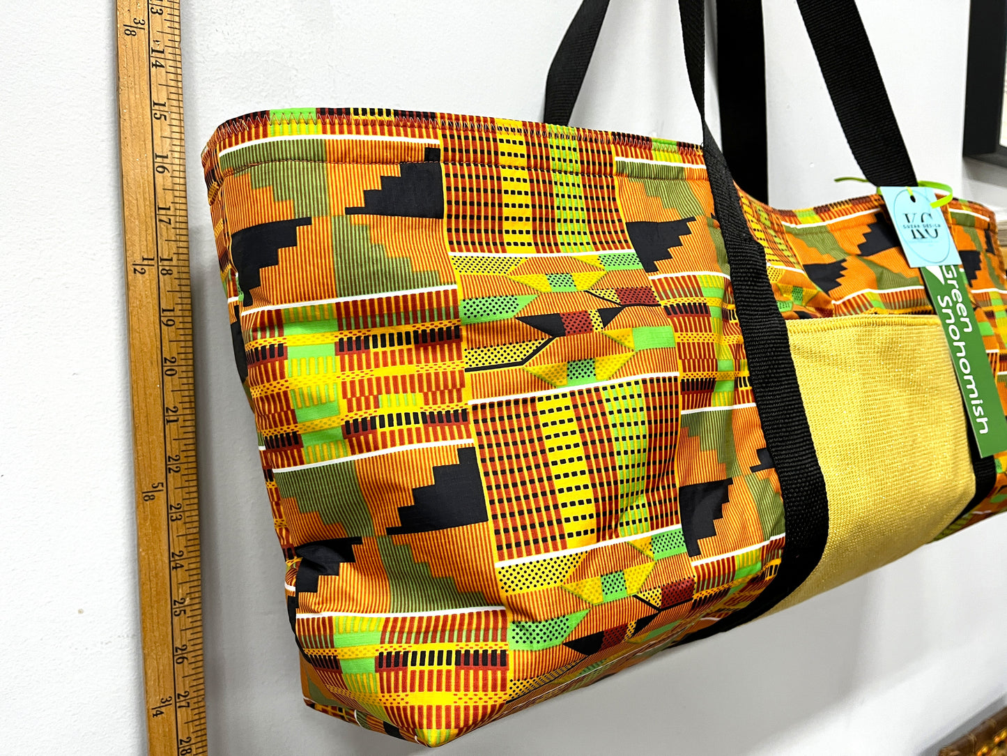 Yoga Mat Bag - Bright African print with outside pockets