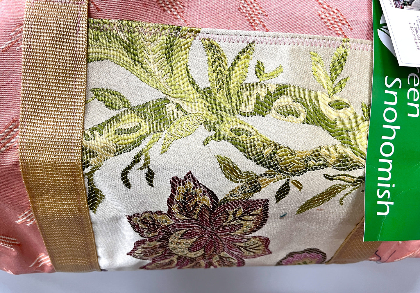 Yoga Mat Bag - Pink silk with outside pocket