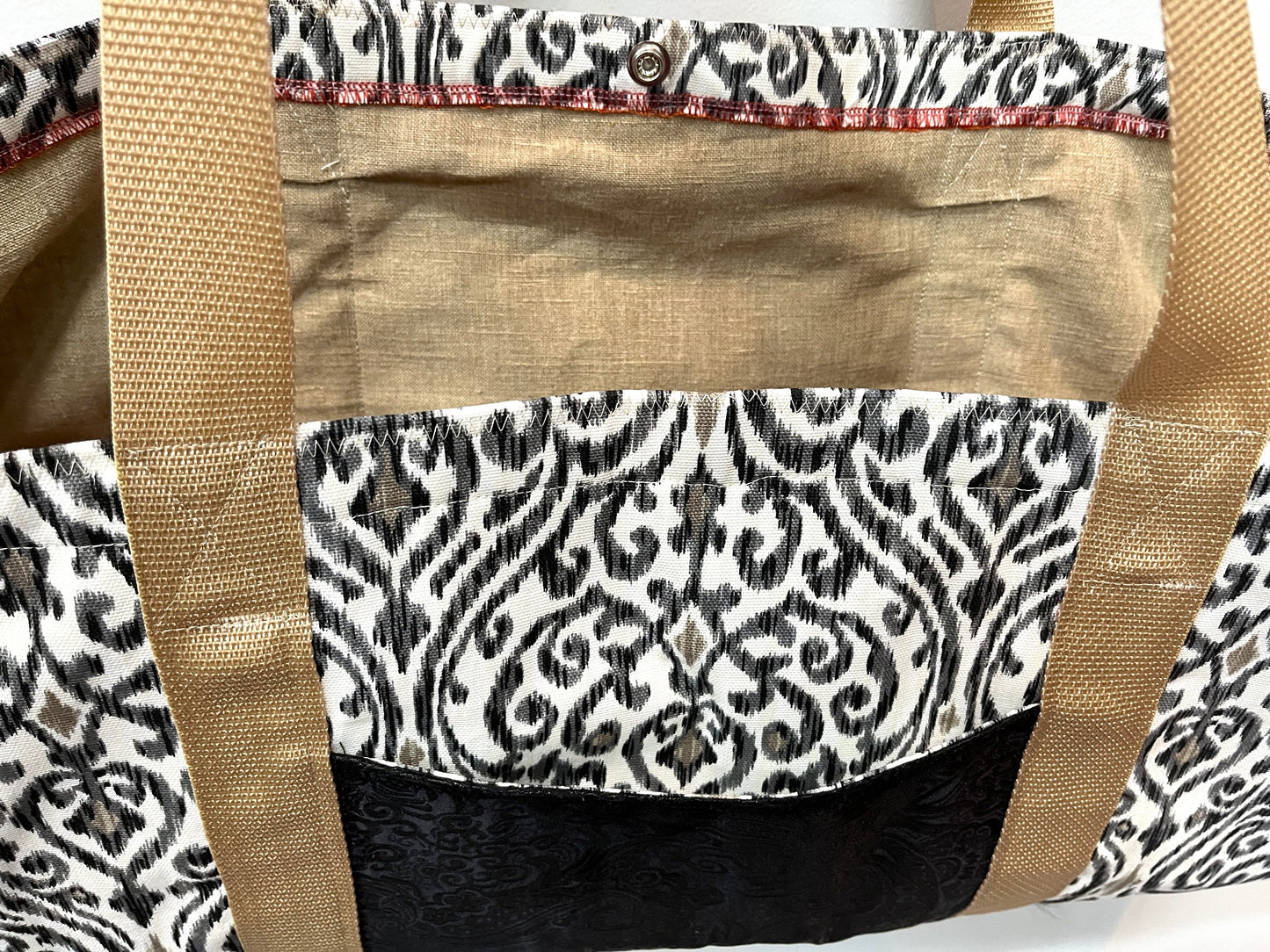 Yoga Mat Bag - Black Swirl pattern with outside pocket